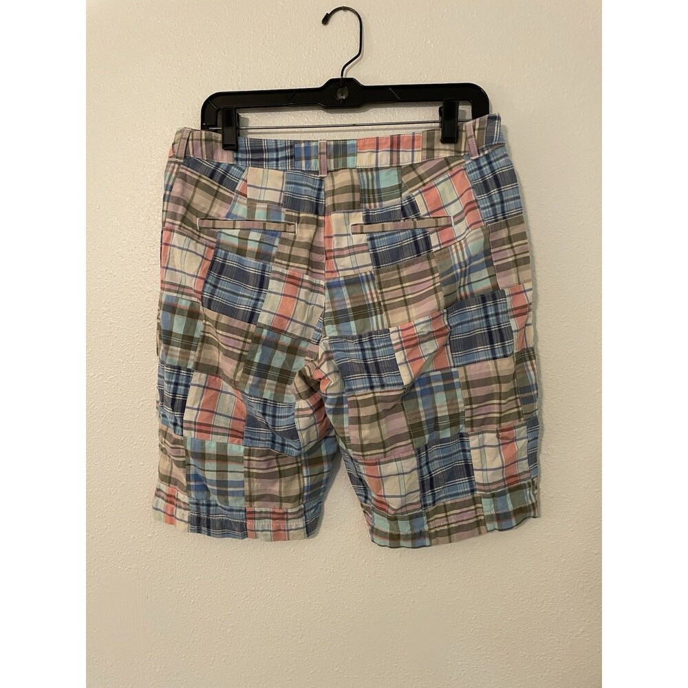 LL Bean Shorts Womens 8 Patchwork Madras Plaid Favorite Fit 5 In Preppy Coastal - Picture 2 of 6